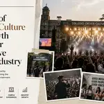 Editorial feature image showing a large college festival concert crowd with stage lights and live music, representing the rise of campus culture and India's live events industry.