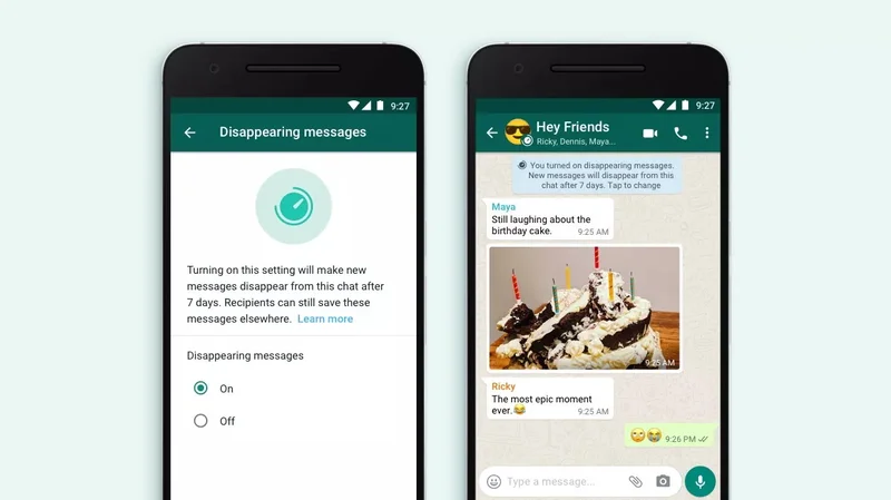 Disappearing messages feature of WhatsApp