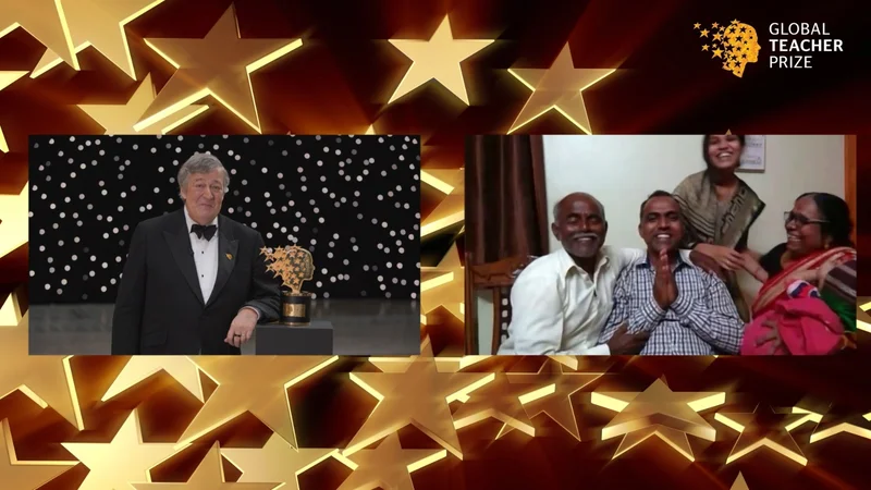 Stephen Fry and Ranjit Disale