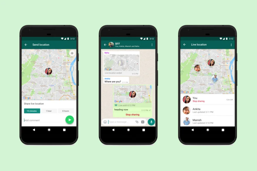 WhatsApp Live Location Sharing enabled