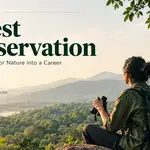 Forest conservation careers in India, highlighting environmental protection, wildlife conservation, forest ecology and opportunities for students interested in building a career in sustainability and biodiversity conservation.