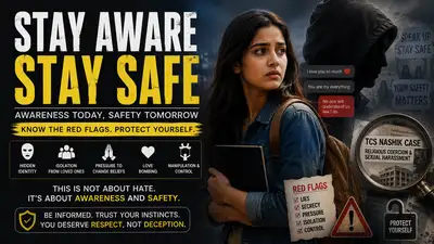 Women safety awareness feature image showing emotional manipulation red flags, relationship coercion warning signs, and TCS Nashik case inspired awareness theme