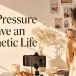 A girl shooting an aesthetic lifestyle content for social media.