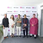 InVideo AI Lab launch at Whistling Woods International with Subhash Ghai, Meghna Ghai Puri, Sanket Shah, and Chaitanya Chinchlikar.