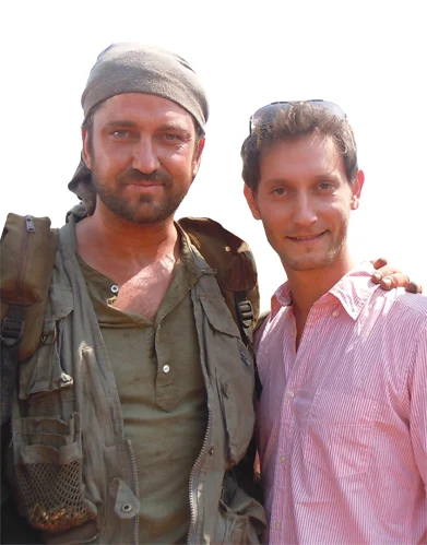 Gerard Butler on the movie set
